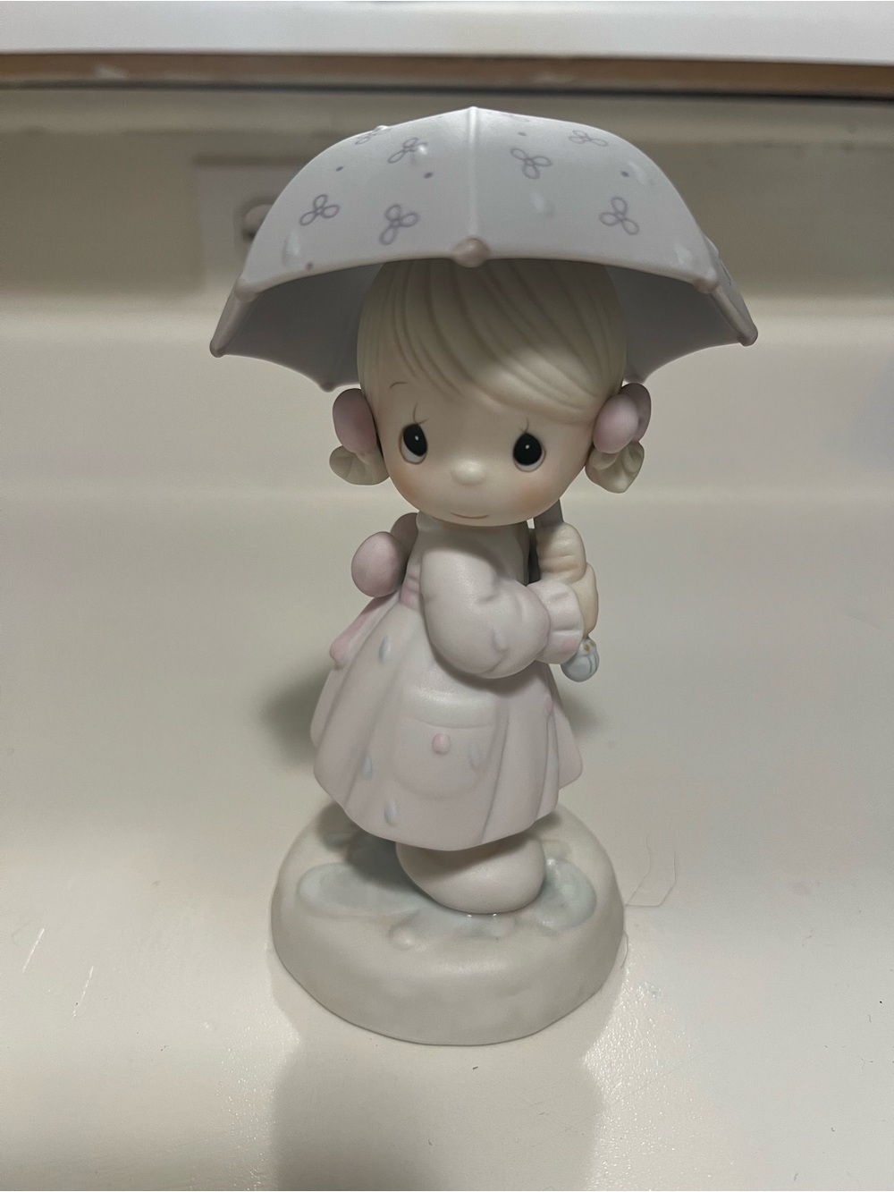 Vintage Precious Moments April Figurine Girl With Umbrella 1987